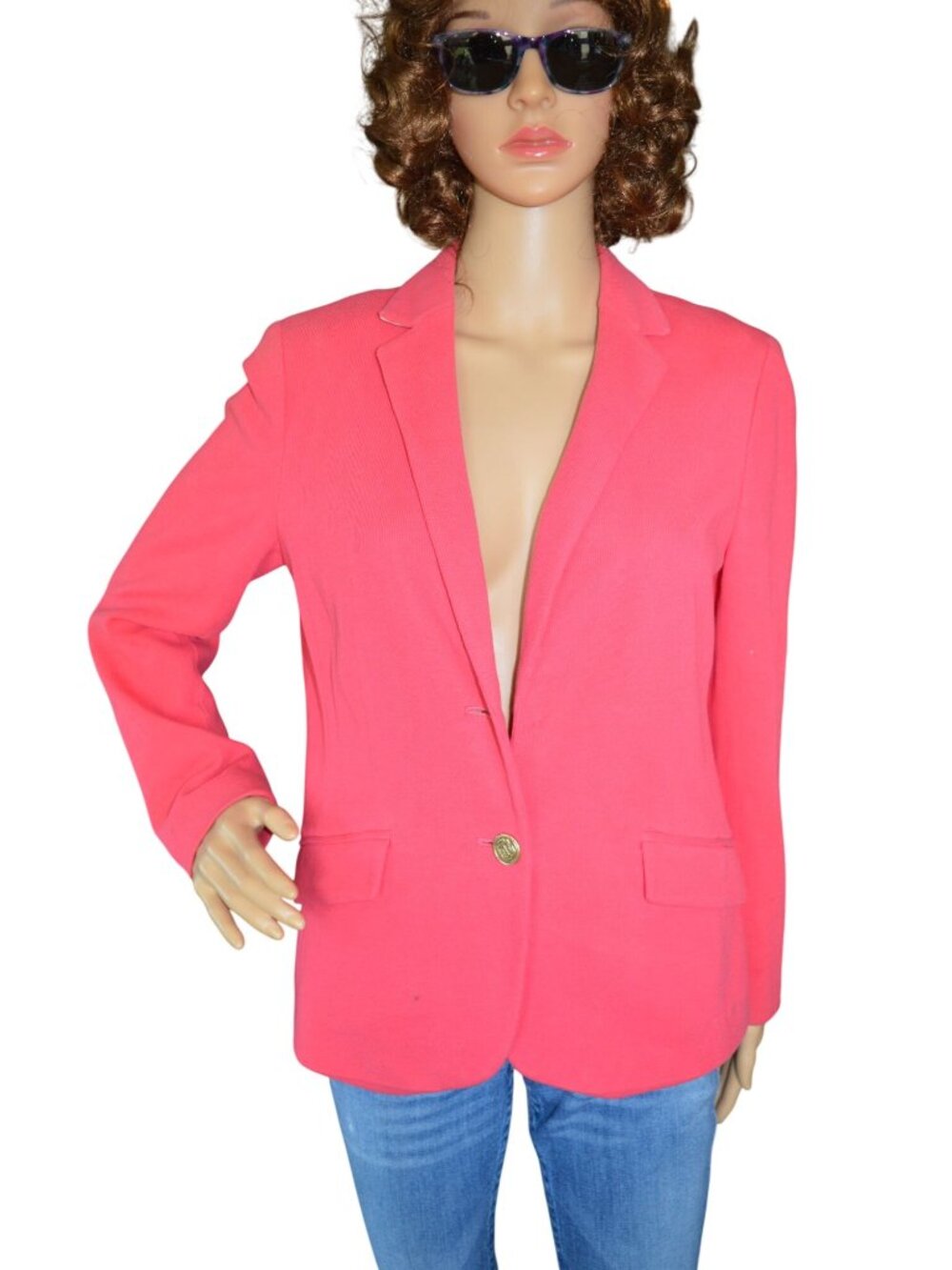 y2k Talbots Coral Pink Cotton Blazer Women's Size 8 Preppy Career Summer Busines